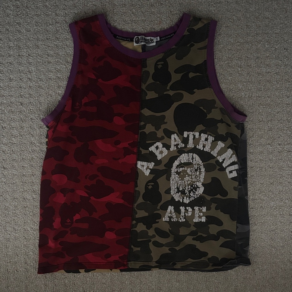A Bathing Ape Camo Tank Top - Red and Green